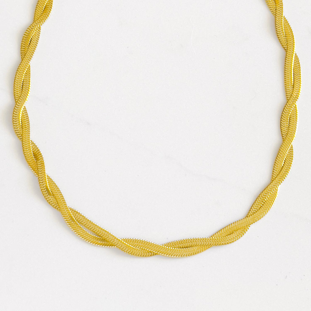 18k gold plated double layer twisted chain necklace. 